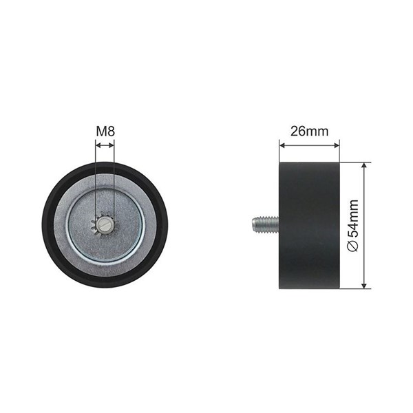 Styrrulle, drivrem/kilrem Nty RNK-ME-030 NTY Styrrulle, drivrem/kilrem Nty RNK-ME-030 NTY