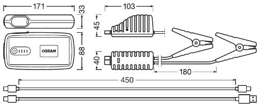 Batteri-starthjälp, Universal Osram OBSL260 OSRAM