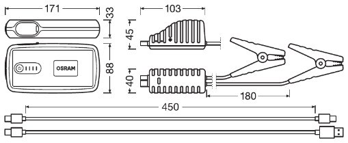 Batteri-starthjälp, Universal Osram OBSL360 OSRAM