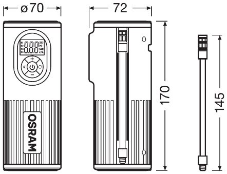 Däcktrycksprovare/-fyllare, Universal Osram OTIR2000 OSRAM