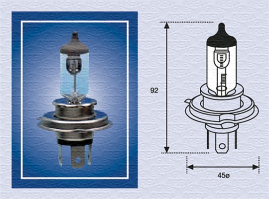 Halogenlampa MAGNETI MARELLI STANDARD H4 P43t Magneti marelli 002 MAGNETI MARELLI