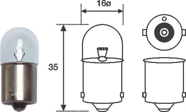 Glödlampa MAGNETI MARELLI R5W BA15s Magneti marelli 004007100000 MAGNETI MARELLI