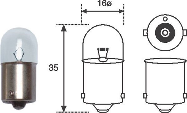 Glödlampa MAGNETI MARELLI STANDARD R10W BA15s Magneti marelli 004 MAGNETI MARELLI