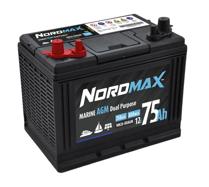 Startbatteri Nordmax Agm Marin 12v 75ah 700a, Universal Nordmax