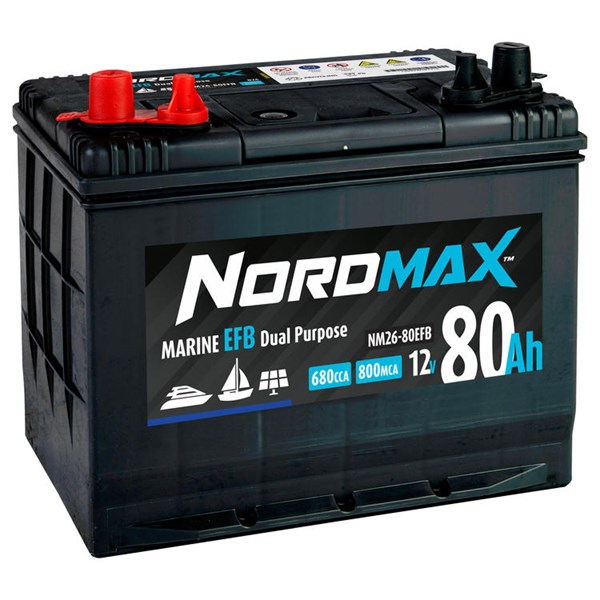 Startbatteri Nordmax Efb Marin 12v 80ah 680a, Universal Nordmax