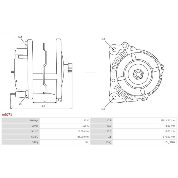 Generator 12V 100A As-pl Brand new | as-pl | alternators A6071 AS-PL