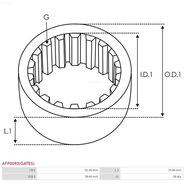 Remskiva, generator As-pl AFP0093(GATES) AS-PL