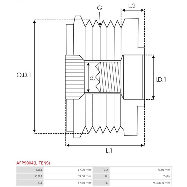 Frihjulskoppling, generator As-pl AFP9004(LITENS) AS-PL