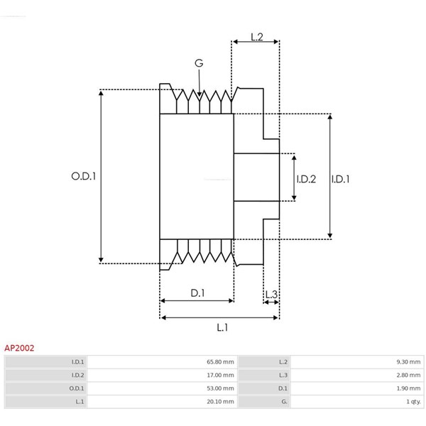 Remskiva, generator As-pl AP2002 AS-PL Remskiva, generator As-pl AP2002 AS-PL