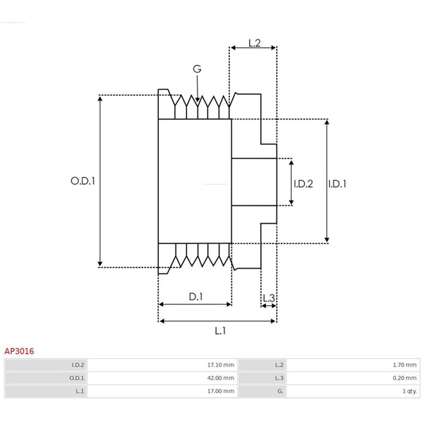 Remskiva, generator As-pl AP3016 AS-PL Remskiva, generator As-pl AP3016 AS-PL