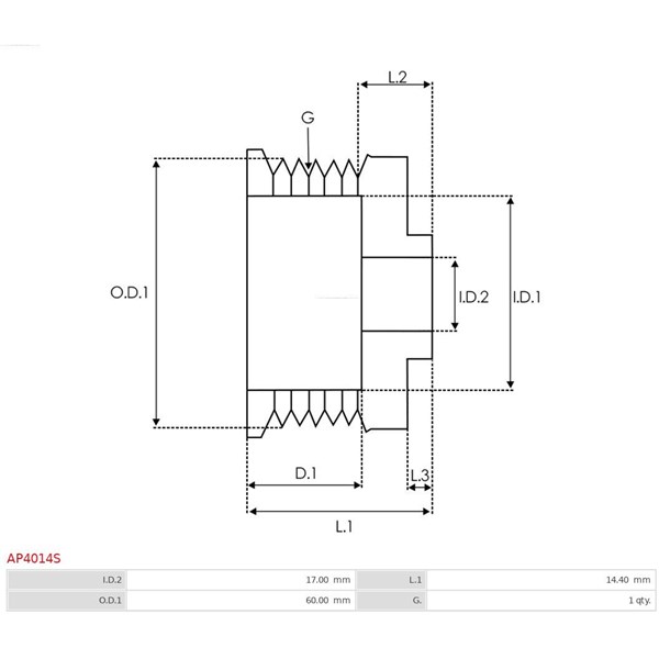 Remskiva, generator As-pl AP4014S AS-PL