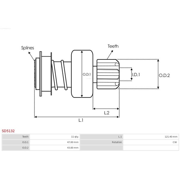 Frihjulsväxel, startmotor As-pl SD5132 AS-PL Frihjulsväxel, startmotor As-pl SD5132 AS-PL