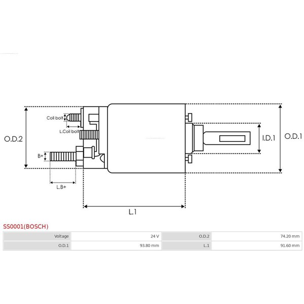 Magnetswitch, startmotor 24V As-pl SS0001(BOSCH) AS-PL