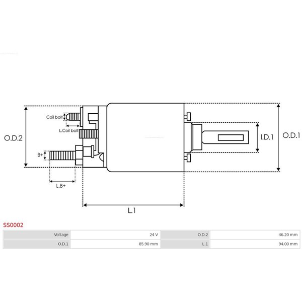 Magnetswitch, startmotor 24V As-pl SS0002 AS-PL