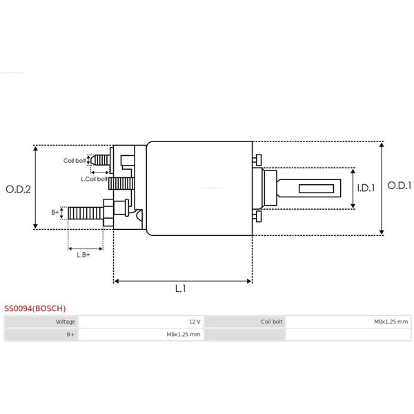 Magnetswitch, startmotor 12V As-pl SS0094(BOSCH) AS-PL