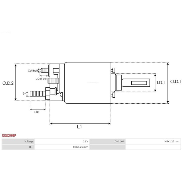 Magnetswitch, startmotor 12V As-pl SS0299P AS-PL