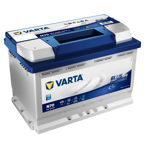 STARTBATTERI VARTA BLUE DYN EFB N70 12V 70AH 760A, Bagageutrymme VARTA