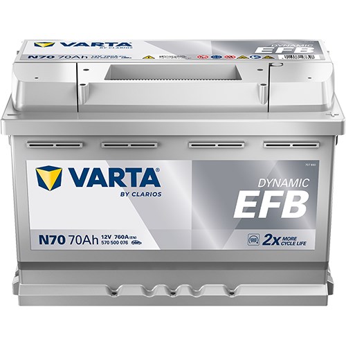 Startbatteri Varta Dynamic Efb N70 12v 70ah 760a, Bagageutrymme VARTA