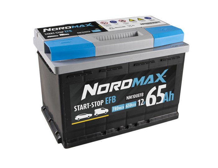 Startbatteri. Nordmax EFB 12V 65Ah 650A Nordmax Startbatteri. Nordmax EFB 12V 65Ah 650A Nordmax
