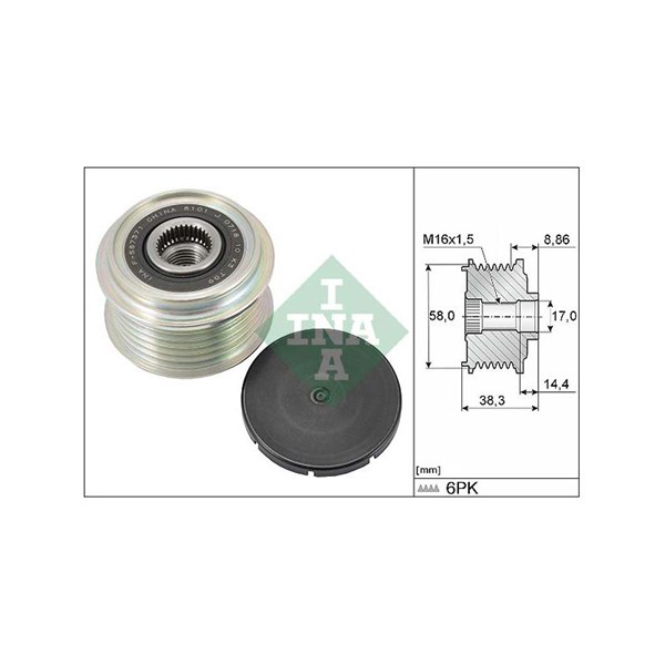 Frihjulskoppling, generator Ina 535 0296 10 INA