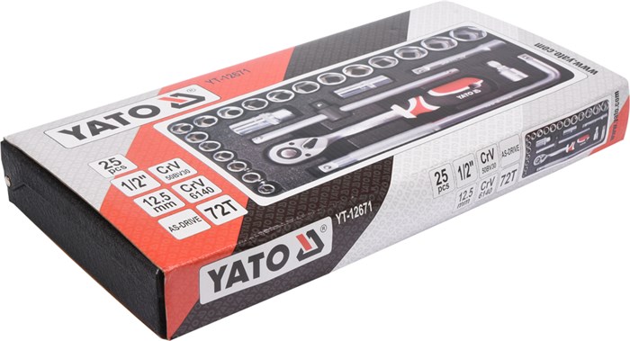 Hylsnyckelsats 25pcs 1/2", Universal Yato YT-12671 Yato