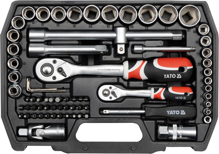 Hylsnyckelsats 72pcs 1/4" & 1/2", Universal Yato YT-38782 Yato