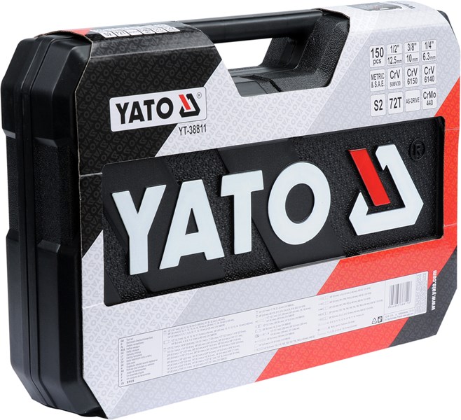 Hylsnyckelsats 150pcs 1/4", 3/8" & 1/2", Universal Yato YT-38811 Yato