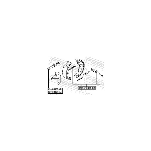 Tillbehörssats, bromsbackar, parkeringsbroms Febest 0204-B10RSR-K FEBEST