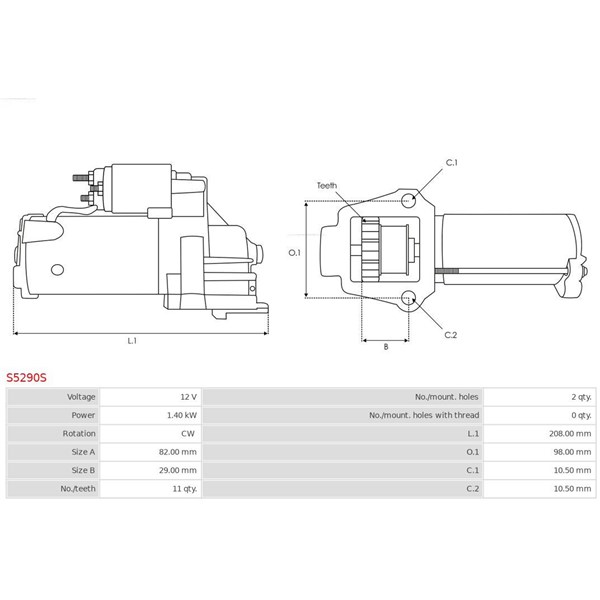 Startmotor 12V As-pl S5290S AS-PL
