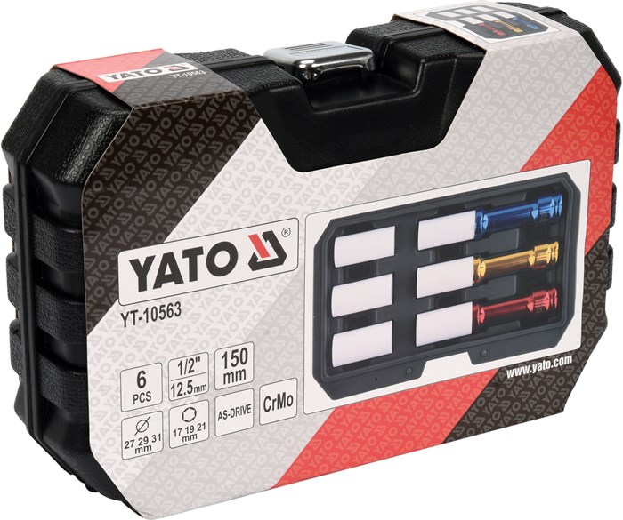Lång Krafthylssats 1/2"- 15,17, 19, 21, 22 mm Yato YT-10563 Yato