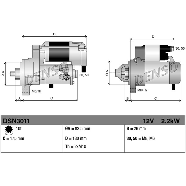 Startmotor 12V Denso DSN3011 DENSO