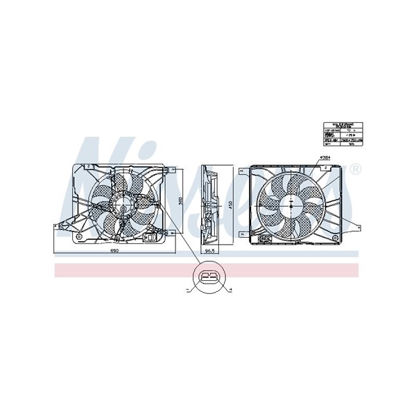 Fläkt, kylare 12V Nissens 850017 NISSENS