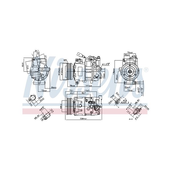 Kompressor, klimatanläggning 12V Nissens 890048 NISSENS
