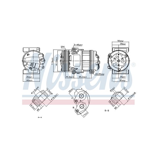 Kompressor, klimatanläggning 12V Nissens 890055 NISSENS