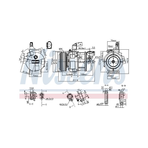 Kompressor, klimatanläggning 12V Nissens 890087 NISSENS
