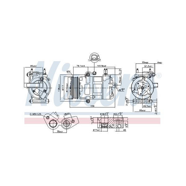 Kompressor, klimatanläggning 12V Nissens 890217 NISSENS
