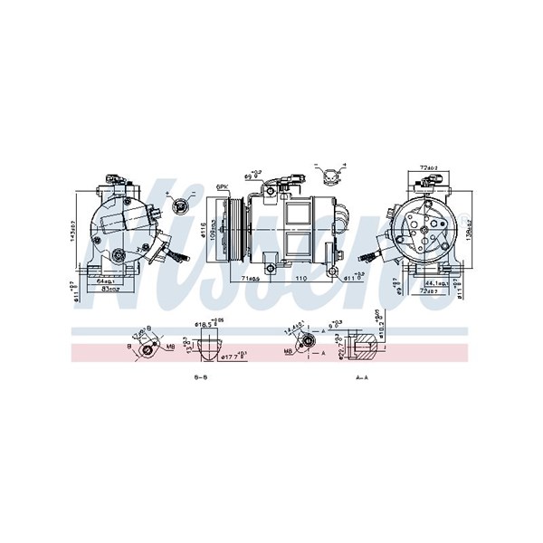 Kompressor, klimatanläggning 12V Nissens 890249 NISSENS