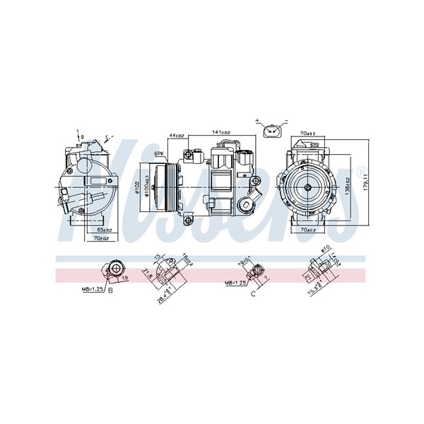 Kompressor, klimatanläggning 12V Nissens 890412 NISSENS
