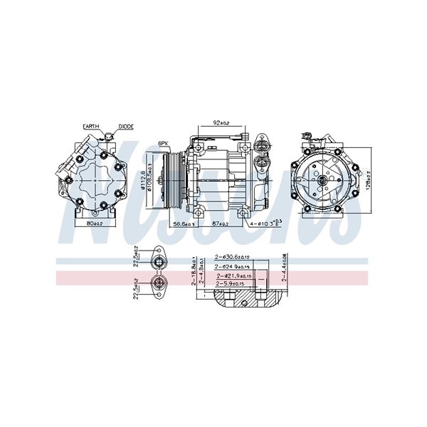 Kompressor, klimatanläggning 12V Nissens 890584 NISSENS