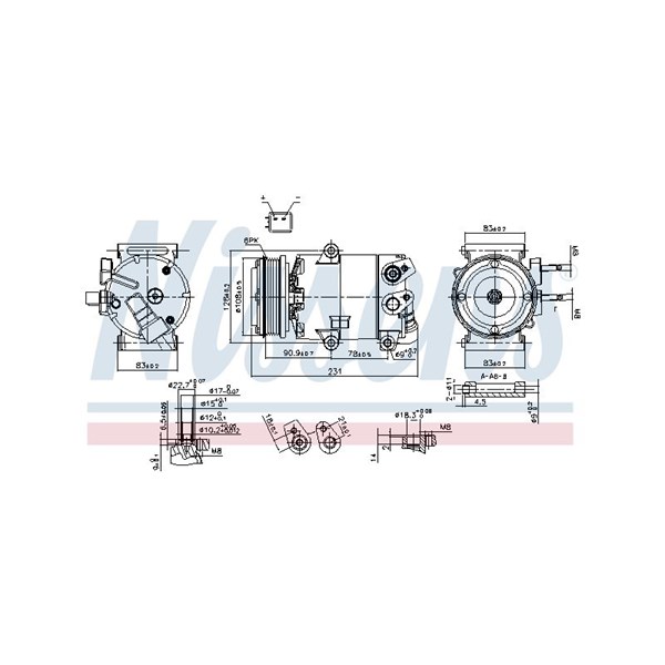 Kompressor, klimatanläggning 12V Nissens 890588 NISSENS