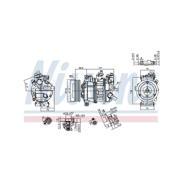 Kompressor, klimatanläggning 12V Nissens 890602 NISSENS