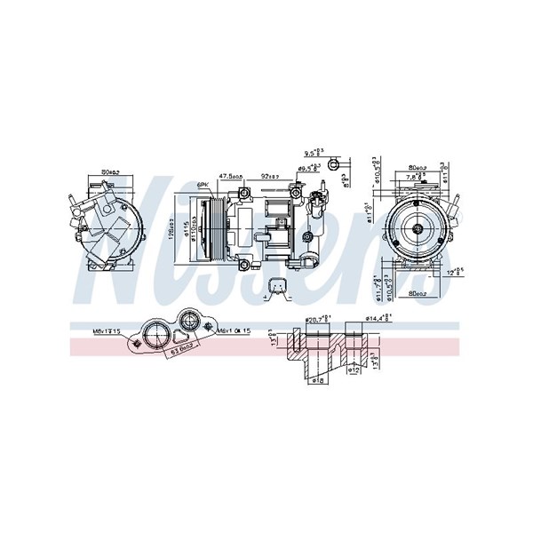 Kompressor, klimatanläggning 12V Nissens 890606 NISSENS