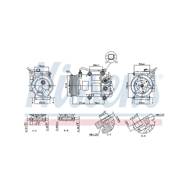 Kompressor, klimatanläggning 12V Nissens 890655 NISSENS