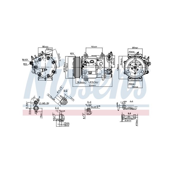 Kompressor, klimatanläggning 12V Nissens 890744 NISSENS