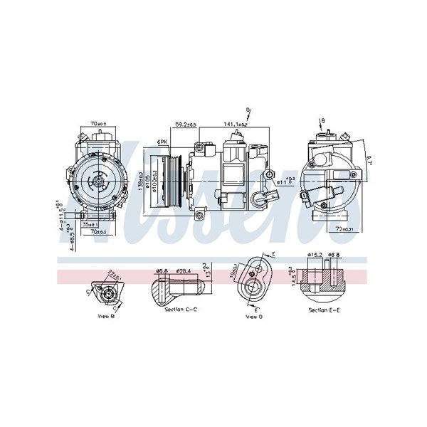 Kompressor, klimatanläggning 12V Nissens 890773 NISSENS