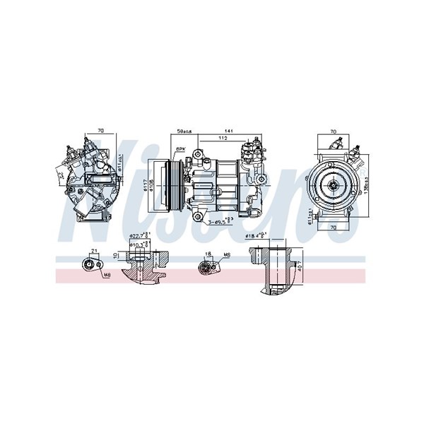 Kompressor, klimatanläggning 12V Nissens 890790 NISSENS