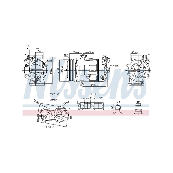 Kompressor, klimatanläggning 12V Nissens 890947 NISSENS