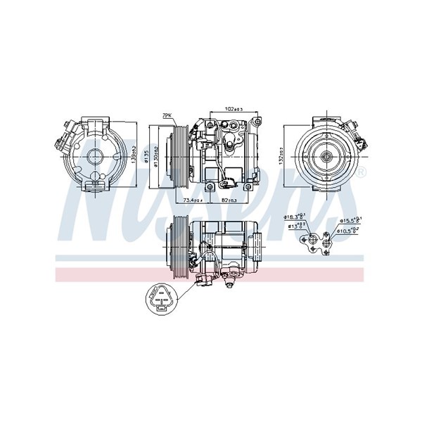 Kompressor, klimatanläggning 12V Nissens 89250 NISSENS