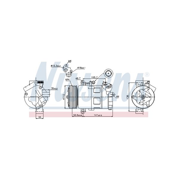 Kompressor, klimatanläggning 12V Nissens 89307 NISSENS