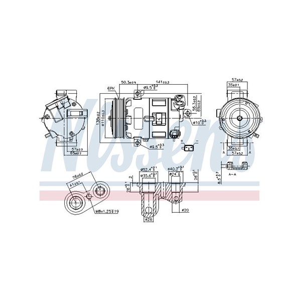 Kompressor, klimatanläggning 12V Nissens 89400 NISSENS